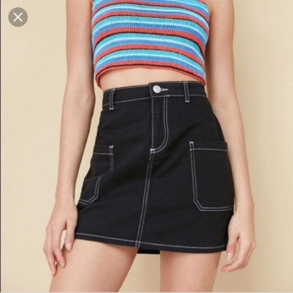 contrast stitch mini skirt